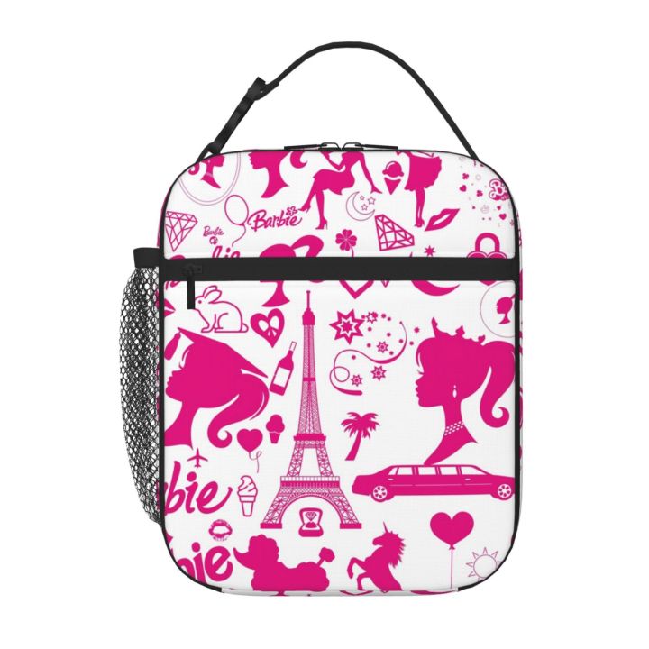 Pink print Barbie Kids Lunch Bag