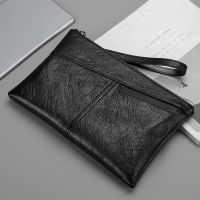 Soft Envelope Bags Black for Men Vintage PU Leather Clutch Outside Phone Money Design Business Bag Fashion Male Handbags