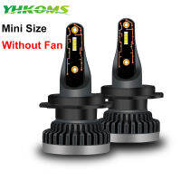 YHKOMS Fanless Mini Size H4 H7 LED Car Lights H1 LED H8 H9 H11 9005 HB3 9006 HB4 Auto Headlight Without Fan Fog Lamp 6000K 12V