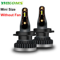 YHKOMS Fanless Mini ขนาด H4 H7ไฟ LED รถ H1 LED H8 H9 9005 HB3 9006 HB4ไฟหน้าอัตโนมัติไม่มีพัดลมหมอกโคมไฟ6000K 12V