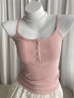 Genuine Uniqlo High-end U-neck navel-baring vest for women slim summer hot girl short style that covers breasts and wears sexy wide-shoulder suspender top