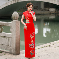 Cheongsam แคทวอล์คเสื้อผ้าโชว์ระดับไฮเอนด์สไตล์จีน 2021 ใหม่ยาวปรับปรุงเวทีแคทวอล์คแต่งตัว Cheongsam