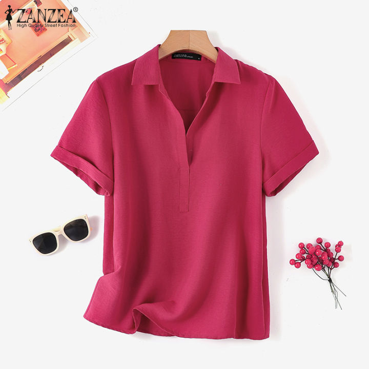 สินค้ามาใหม่-จัดส่งฟรี-fancystyle-zanzea-เสื้อยืดแขนสั้นคอวีหลวมลำลองผู้หญิงใส่ได้ทุกวันเสื้อหนา-15