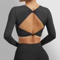 Sport Top Crop Top Bra Sexy Open Back Tight Gym Plus Size Shockproof Fitness Running Gym Clothing Long Sleeve Yoga Shirts Women