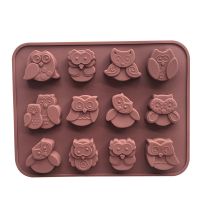 【✆New✆】 daopei 12หลุมน่ารักนกฮูกแบบซิลิโคนสำหรับทำเค้กช็อกโกแลตเครื่องมือตกแต่ง Diy เค้กแม่พิมพ์อบเครื่องมือที่ทำขนมฟองดอง Cupcake แม่พิมพ์สบู่