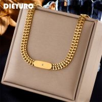 DIEYURO 316L Stainless Steel Gold Color Thick Chains Necklace For Women New Punk Girls Personality Hip Hop Choker Jewelry Gifts