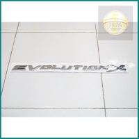 โลโก้ ตัวนูน พลาสติกสีโครเมี่ยม EVOLUTION X สำหรับติดฝากระโปรงด้านหน้า ใช้ได้กับทุกรุ่นขนาด 36.5X3.0 cm ติดตั้งด้วยเทปกาวสองหน้าด้านหลัง