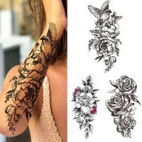 Sexy Flower Bird Temporary Waterproof Tattoo Sticker Girl Butterfly Dreamcatcher Cross Body Arm Sleeve Chest Fake Totem Women Stickers