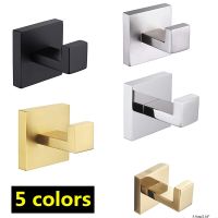 Modern Wall Mounted Black Matte Coat Hook 304 Stainless Steel Square Bathroom Clothes Hook 5 colors