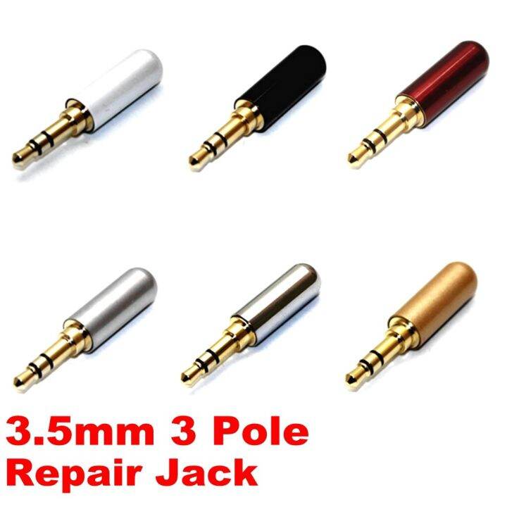 1Pcs 3.5Mm 3 Pole Stereo Jack 3 Pin Male Plated Headphone Repair Jack