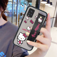 UCUC เคสโทรศัพท์เคสสำหรับ Vivo V20 Pro Case (มีสายรัดข้อมือ) กันกระแทก Frosted กลับการ์ตูนน่ารัก Hello-Kitty ปลอกขอบฝาครอบเลนส์ป้องกันเลนส์โทรศัพท์บางเฉียบกรณี