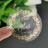 100 Pieces Customized Gold Foil Invitation Wedding Baptême Hennaday Engagement Anniversary Party Stickers 3cm Round Shape
