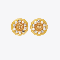 ปุ่มกลมเรซิ่นเพชร Matt Gold Commuter Stud Earrings For Women