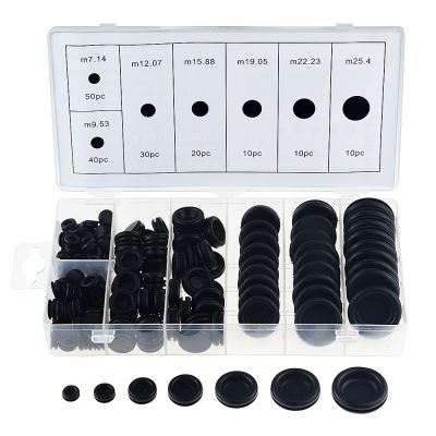 170PCS Black Rubber Grommet Firewall Hole Plug Retaining Ring Set Car Electrical Wire Gasket Kit For Cylinder Valve Water Pipe