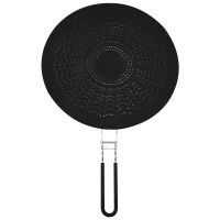 13 Inch Silicone Splatter Screen - Pan Cover with Folding Handle,Heat Resistant Oil Splash Guard,Heat Insulation Black