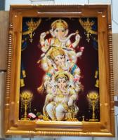 THAILUCKWOOD  กรอบรูปติดผนัง กรอบรูปไม้สักทอง พระพิฆเนศ Lord Ganesha  No.3 (ขนาดกรอบรูป 49 x 62  CM  ) - กรอบสีไม้สักทอง