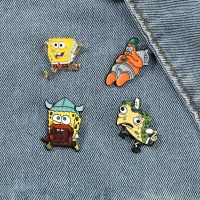 【DT】hot！ Anime Sponge-Bob Baby Interesting Brooch Enamel Pin Patrick Star Badge Cartoon Jewelry for Children