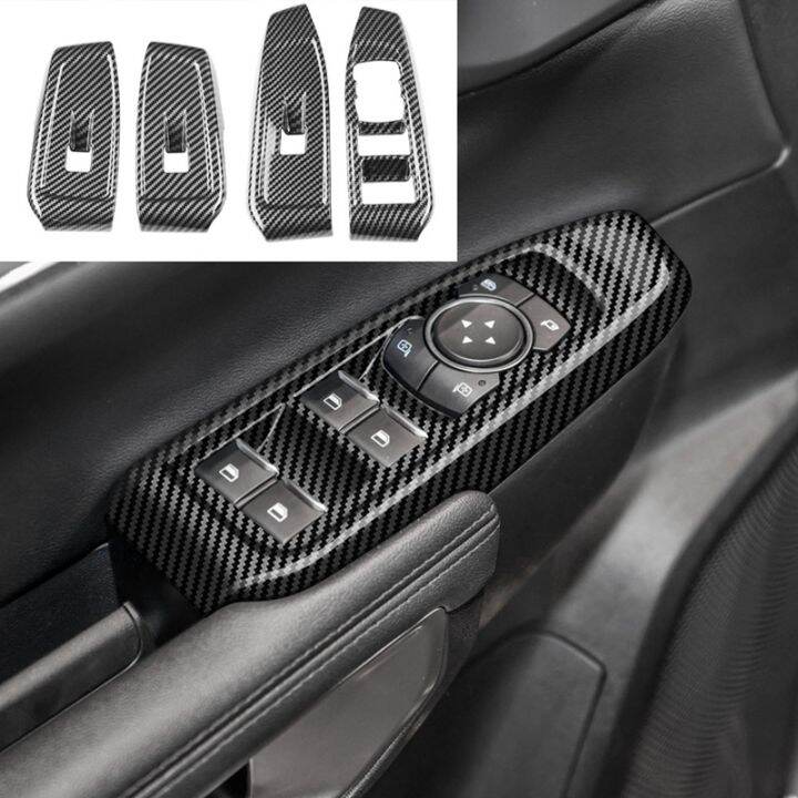 for-ford-ranger-everest-2023-car-window-glass-lift-button-switch-cover-trim-door-armrest-panel-carbon-fiber-accessories-parts