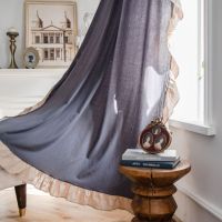 [COD] Emanqi rhyme ruffles contrast gray French window kitchen curtain semi-shading