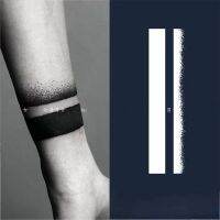 【YF】 Black Straight Arm Temporary Tattoo Stickers Waterproof Personality Dark Art Fake Striped Flower Men Women