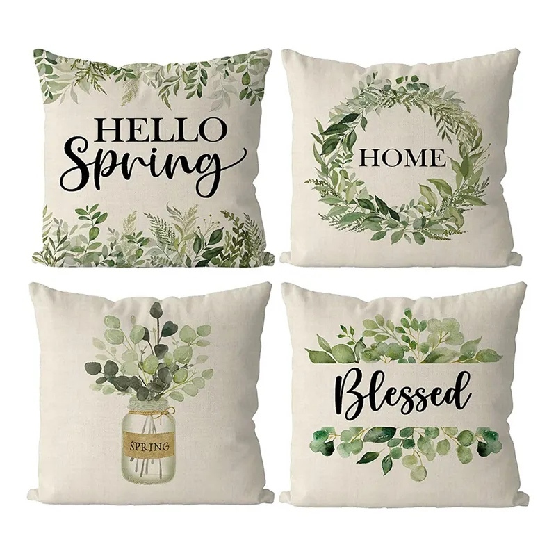 18X18 Spring Decorations Flowers Pillowcase Farmhouse Throw Pillow ...