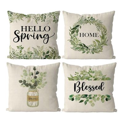 18X18 Spring Decorations Flowers Pillowcase Farmhouse Throw Pillow Home Sofa Decor Cushion Case Pillowcase