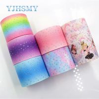 YJHSMY I-181123-278 38mm 5yards Cartoon flash Ribbons Thermal transfer Printed grosgrain Gift wrapping DIY handmade materials Gift Wrapping  Bags