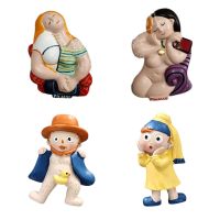 ❁■❧ Cartoon Funny Picasso Van Gogh Famous Painting Earring Girl 3D Personality Design Resin Refrigerator Sticker Home Kitchen