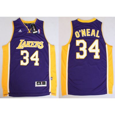 ✷ New NBA los angeles lakers 34 shaquille R30 kolar v berbordir warna ungu bola keranjang jersey