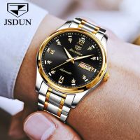 JSDUN 8763 Stainless Steel Band Men Wristwatches Waterproof Automatic Mechanical Fashion Watches For Men Luminous Calendar Week Display