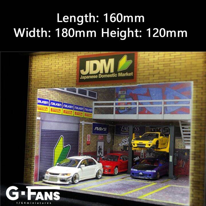 New Diorama 1/64 LED Lighting DoubleDeck Model Car Garage Collection Display Car Model Display