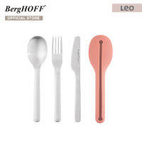 BergHOFF ชุดช้อนส้อมมีดแบบพกพาสแตนเลสสตีล  รุ่น Leo พกพาสะดวก 19 x 5 x 2.5 ซม. สีชมพู 3950130