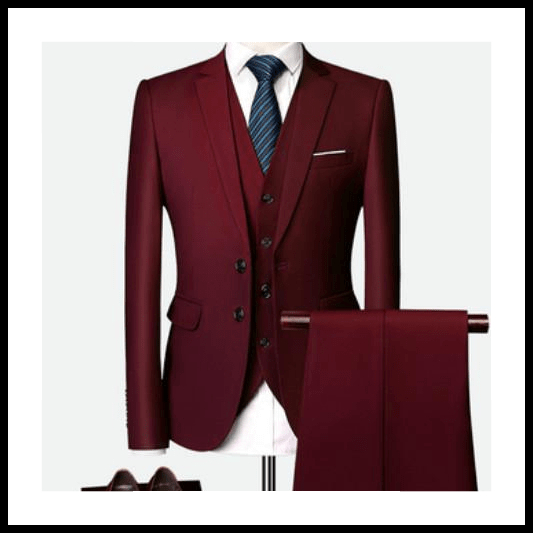 iHAZA Men’s Suit Slim 3-Piece Suit Blazer Business Wedding Party Jacket Vest & Pants 