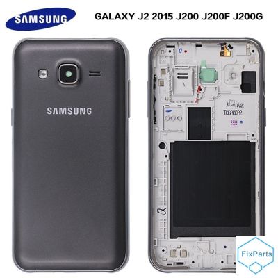 Samsung Galaxy J2 2015 J200ฝาหลังแบตเตอรี่ J200G J200F + กรอบกลางที่อยู่อาศัยแบบเต็ม