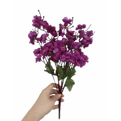 พร้อมส่ง ซากุระปลอมช่อขนาดกลาง สีม่วง 9กิ่ง ซากุระผ้า ดอกไม้ประดิษฐ์ ดอกไม้ผ้า ช่อดอกไม้ ดอกไม้ปลอม ซากุระสีม่วง