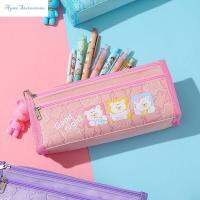 AGSEE Pouch Pensil ห้อยหมีความจุขนาดใหญ่,กระเป๋าเครื่องเขียนสไตล์เกาหลีสไตล์อ๊อกซฟอร์ดน่ารักปากกาถุงเขียนสองชั้นสวยงาม