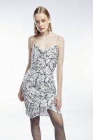 f.fashion เดรสมินิลายฟอรัล ผู้หญิง | Floral Dress with Crystal Chain Strap | 6110