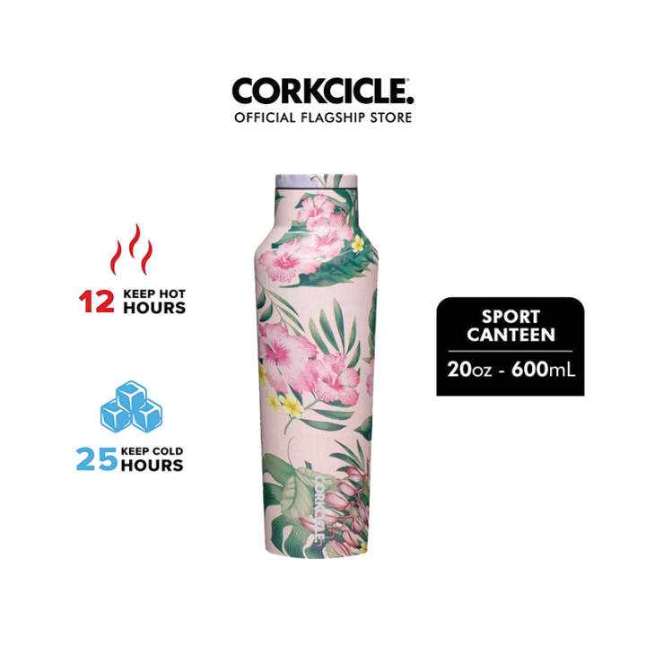Corkcicle LUAU SPORT CANTEEN INSULATED WATER BOTTLE 20oz PINK LUAU (600ml) Lazada