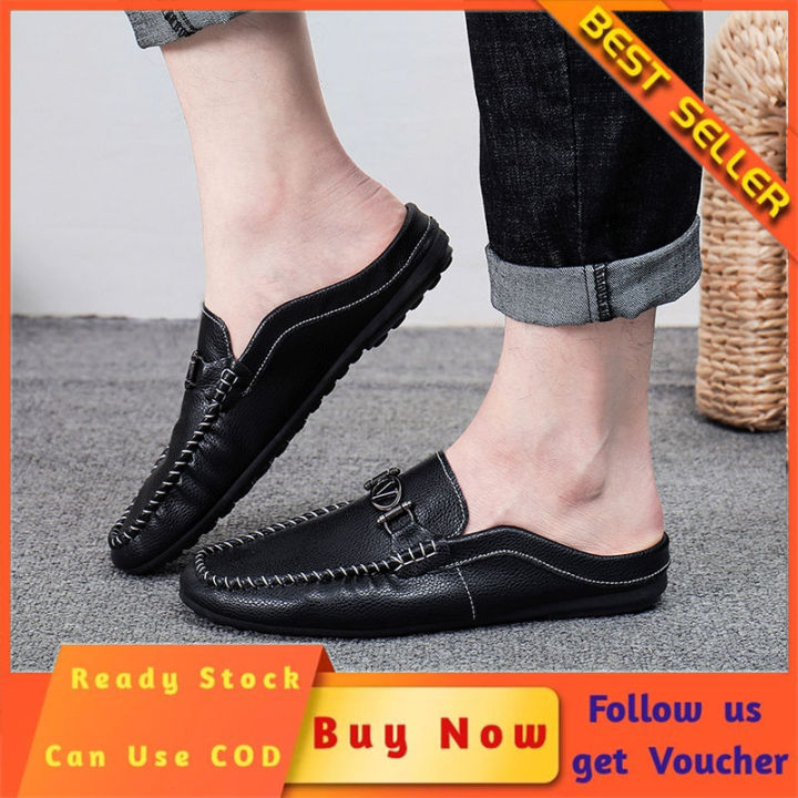CODQ】Korean Half Shoes for men Half Slippers Sandals Loafers for men 2020 New Fashion Shoes Mules for men PH