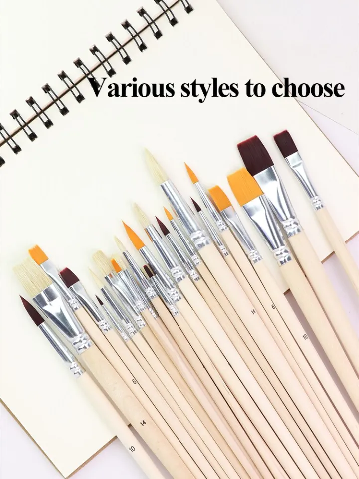 Pebeo Wood Color Long Pole Nylon/Bristles Brush 4/8pcs  Watercolor/Gouache/Acrylic/Oil Painting Brushes
