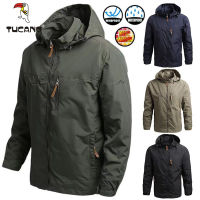 Tucano กรุงเทพจัดส่งสินค้า เสื้อแจ็คเก็ตผู้ชายกันน้ำกลางแจ้ง Big Shark หนัง Zip Hooded Jacket