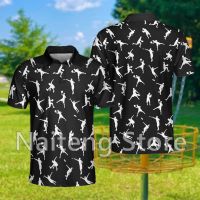 Black And Summer White Disc Golf Silhouette Polo Shirt