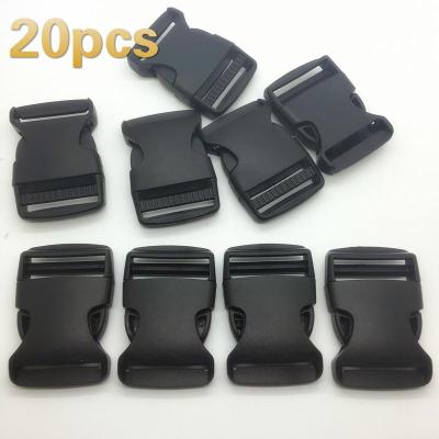 20PCS Black Plastic Side Quick Release Buckle Clip Cord Strap Backpack Bag 25mm Cable Management