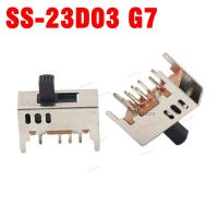 Mini Slide Switch 2P3T 2 Poles 3 Position SS-23D03 G5 G7 7mm Slide Handle 50VDC ON/ON/ON 8 Pins With Bracket Flashlight Switch