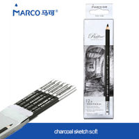 Marco 12Pcsbox Charcoal Sketching Pencils Artist Black SoftMediumHard Professional Sketch Pencil Carpenter Crayon Art Supplie