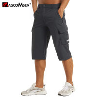 MAGCOMSEN 2021 Summer Mens Casual Cargo Shorts Quick Dry Breeches Bermuda Male Stretch Long Length Short Pants with Zip Pockets