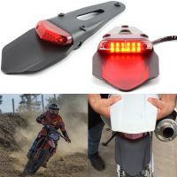 Motorcycle Rear Fender Tail Light Dirt Bike 12V LED Taillight Brake Stop License Plate Lamp For Trail Supermoto Motocross Enduro