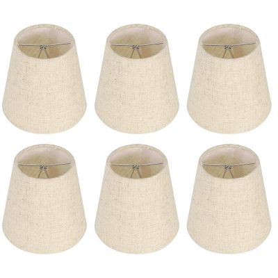 Small Lamp Shade Clip on Bulb Set of 6 for Candelabra Bulbs, Barrel Fabric Lampshade for Table Chandelier Wall Lamp