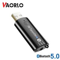 VAORLO Mini USB FM Transmitter Wireless Car Kit ตัวรับ อะแดปเตอร์สเตอริโอ Muic Bluetooth 5.0 สําหรับรถยนต์พร้อมไมโครโฟน 3.5 แจ็ค AUX