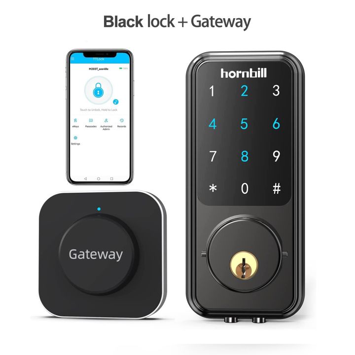 hornbill-wifi-ดิจิตอลอิเล็กทรอนิกส์ประตูล็อคอัจฉริยะ-keyless-ล็อกทางเข้า-deadbolt-กับ-g2ฮับ-gateway-ความปลอดภัยในบ้านควบคุมระยะไกล